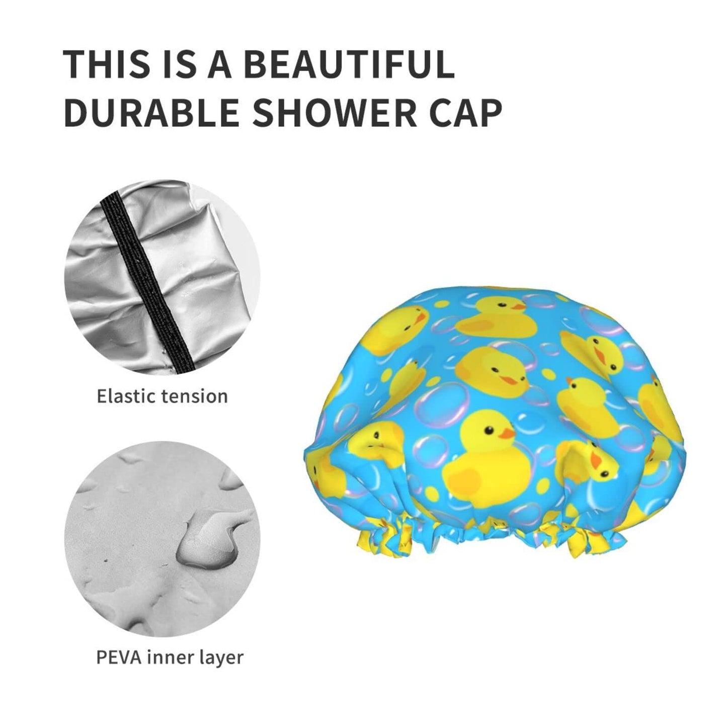 Yellow Rubber Ducks Shower Cap For Women Adjustable Double Waterproof Layers Bathing Shower Hat Hair Protection Reusable Ladies Spa Salon Shower Hat Beauty & Personal Care Wizfuyq