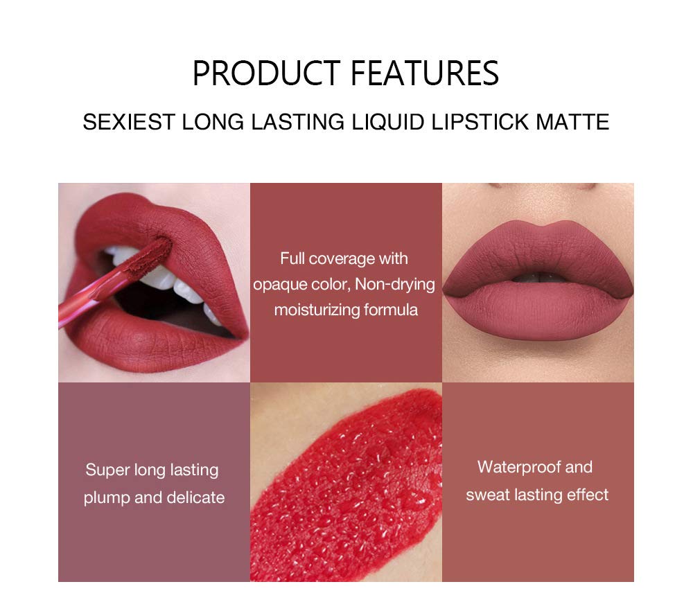 6Pcs Matte Liquid Lipstick Makeup Set, Matte liquid Long-Lasting Wear Non-Stick Cup Not Fade Waterproof Lip Gloss (Set A) Beauty and Personal Care BestLand