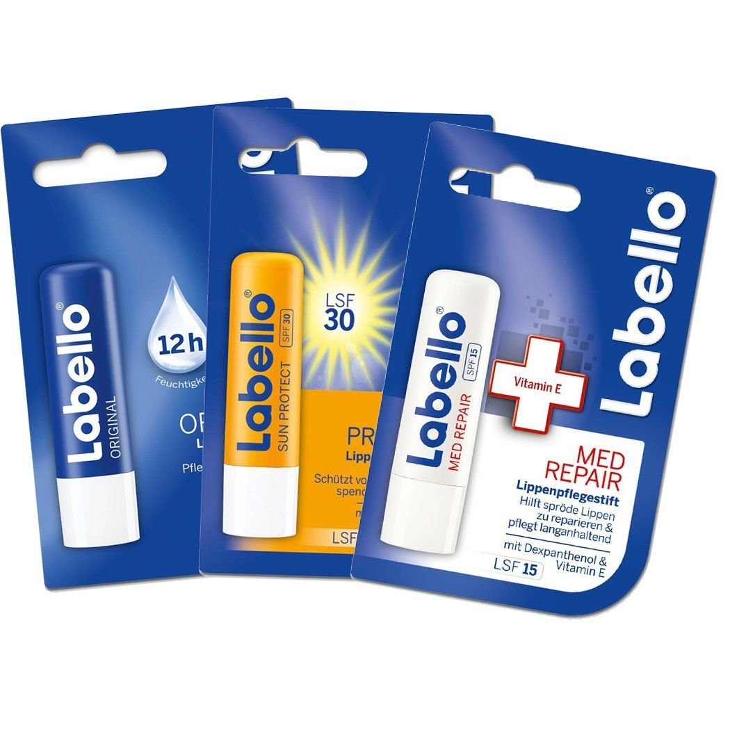 Labello Lib Balm (1x Original, 1x MED Repair, 1x Sun Protect LSF 30) Bundle Beauty & Personal Care Labello