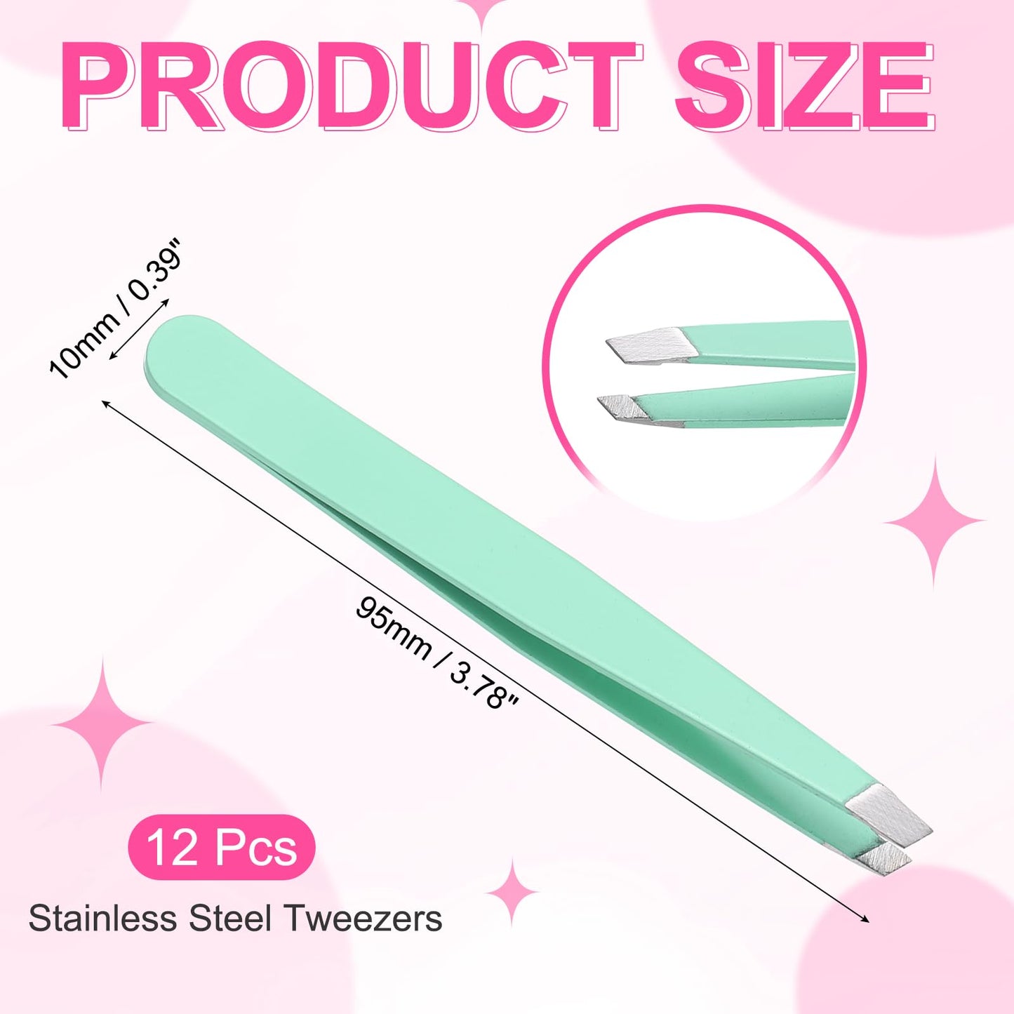HARFINGTON 12Pcs Eyebrow Tweezers Set Stainless Steel Slanted Tip Beauty Tweezers Hair Plucking Casual Beauty Tools for Facial Hair Eyebrow, Green Beauty and Personal Care HARFINGTON