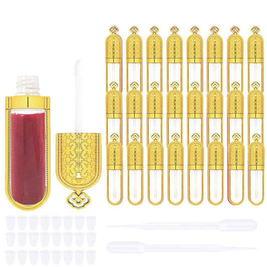 COSIDEA 24 PCS Refillable Empty 5ml GOLD Crown Lip Gloss Tubes with Wand?Cute Lipgloss Containers? DIY Lip Gloss Making Kit Container Bulk Wholesale Beauty & Personal Care COSIDEA