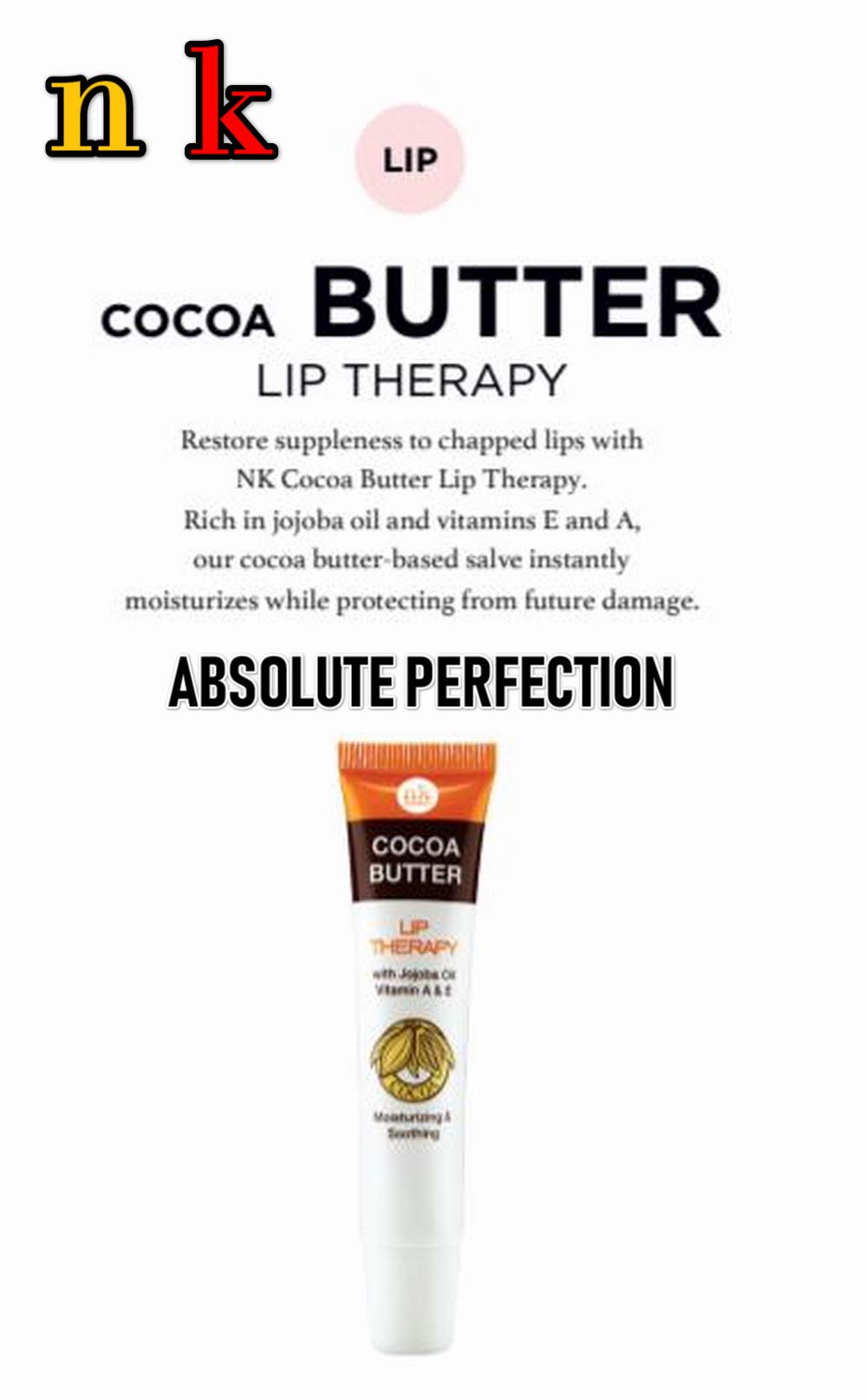 Cocoa Butter Lip Therapy By: NK 0.54 oz, Unisex Beauty and Personal Care K&N
