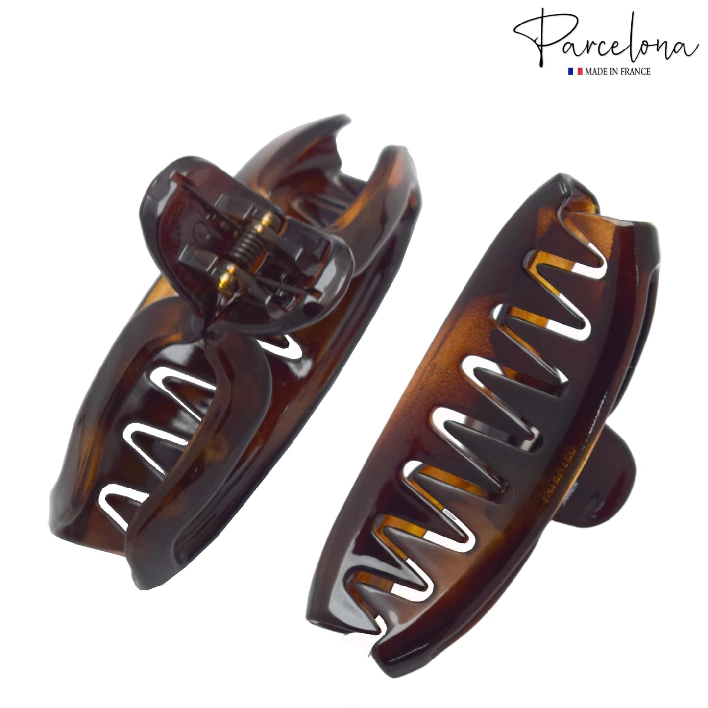 Parcelona French 4 Inch Large Tortoise Shell Flat Teeth Jaw Hair Claw Clip Clamp Clutcher Beauty & Personal Care Parcelona