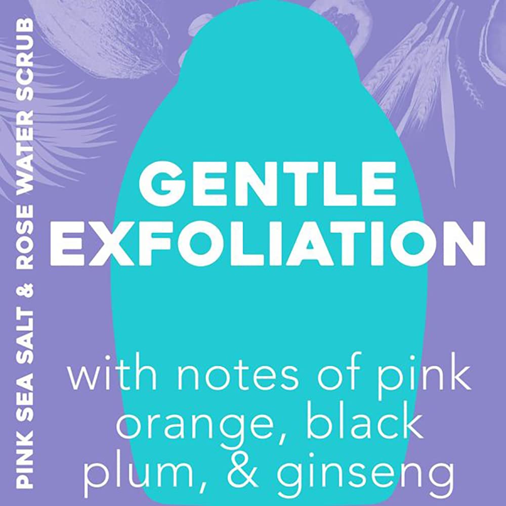 OGX Sensitive + Pink Sea Salt & Rosewater Sulfate-Free Soothing Body Scrub with Healing Rose Quartz, Gentle Exfoliating Daily Body Wash to Soften Beauty & Personal Care OGX