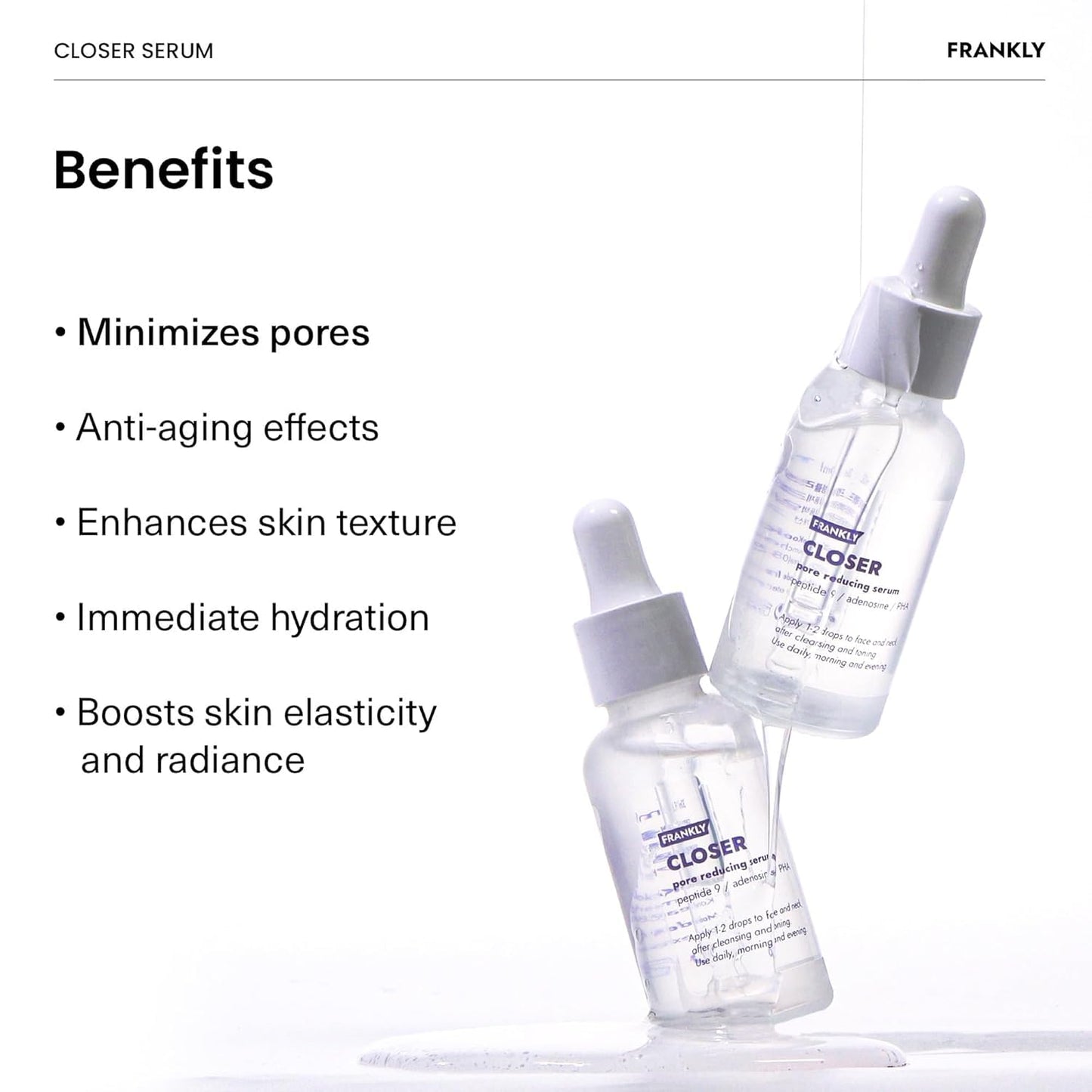 FRANKLY Closer Serum Mega Jumbo | Pore Minimizer Serum | 9 Peptides, Vegan Collagen, Adenosine, PHA | Korean Pore Minimizer for Glass Skin Beauty and Personal Care FRANKLY