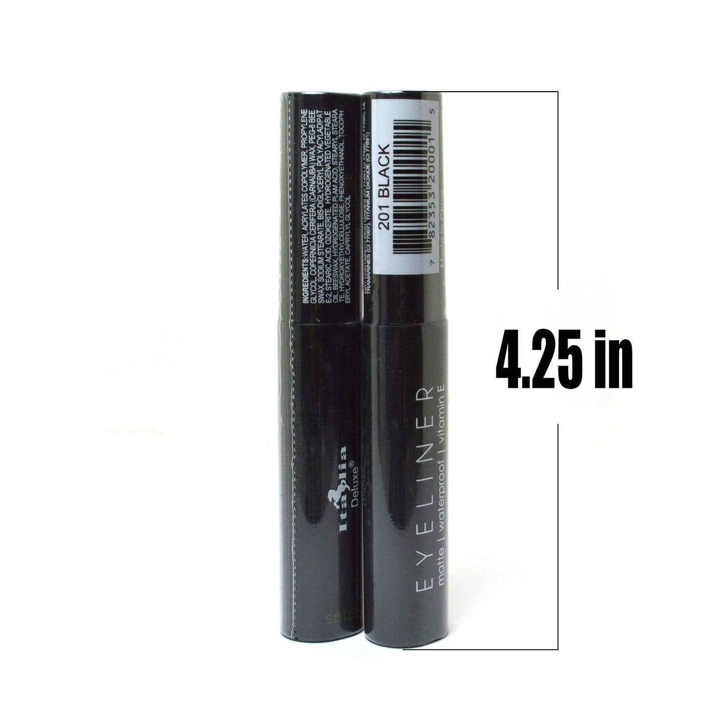 Italia-Deluxe Makeup 2pcs of Classic Liquid Eyeliner 201 Matte Black Eye Liner Vitamin E + ZipBag Beauty & Personal Care BUTO