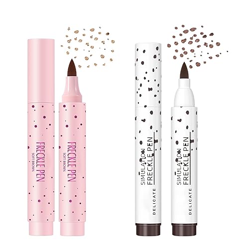 SUMEITANG Lifelike Freckle Pen - 2 Colors (Light Brown & Dark Brown), Waterproof, Quick Dry, Soft Dot, Natural, Magic Fake Freckles Makeup Pen Beauty & Personal Care SUMEITANG