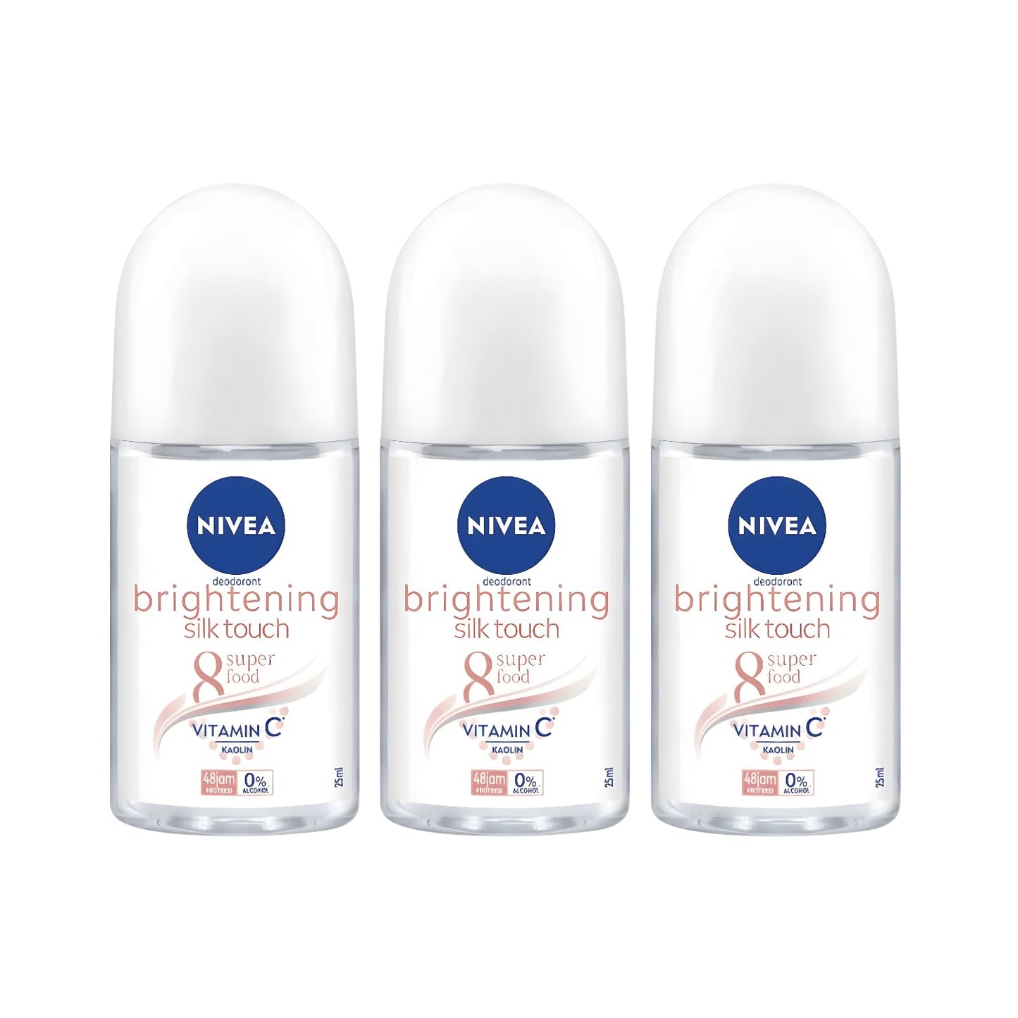 Nivea Brightening Silk Touch 8 Super Food Roll On Deodorant 25ml - Long-lasting Odor Protection, Smooth Underarms, Natural Superfood Extracts, Skin Beauty and Personal Care NIVEA