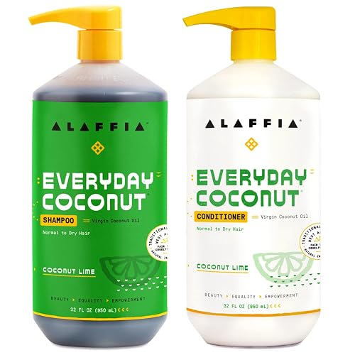Alaffia EveryDay Coconut Shampoo and Conditioner - For Normal to Dry Hair, Cleanses, Hydrates and Moisturizes with Shea Butter & Ginger, Coconut Lime Beauty & Personal Care Alaffia