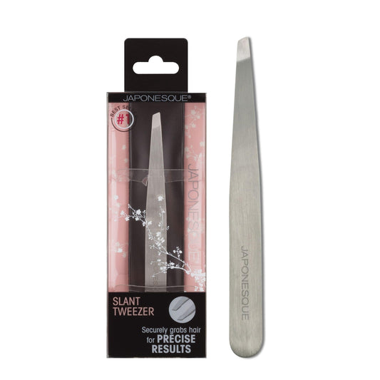 JAPONESQUE Slant Tweezer, with Precision Crafted, Hand Sharpened Tips for Shaping and Defining Brows, Includes Protective Storage Pouch Beauty and Personal Care JAPONESQUE