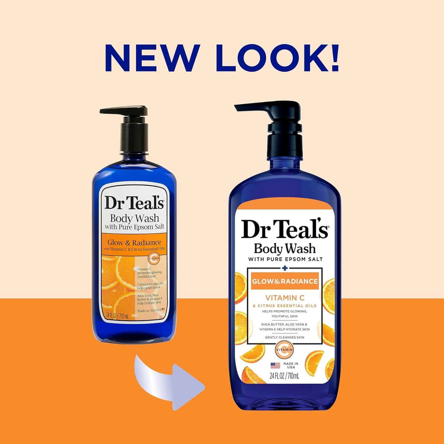 Body Wash with Pure Epsom Salt, Glow & Radiance, Vitamin C & Citrus Essential Oils Teal's, 24 fl oz Beauty & Personal Care Dr Teal's