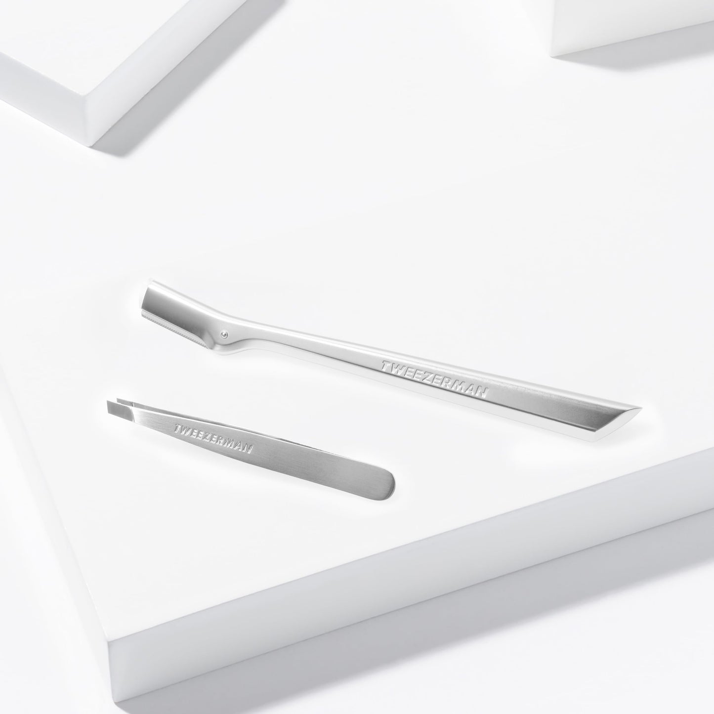 Tweezerman Eyebrow Razor and Mini Tweezer Set with 3 Replacement Blades and Safety Cap (Stainless Steel) Beauty and Personal Care Tweezerman