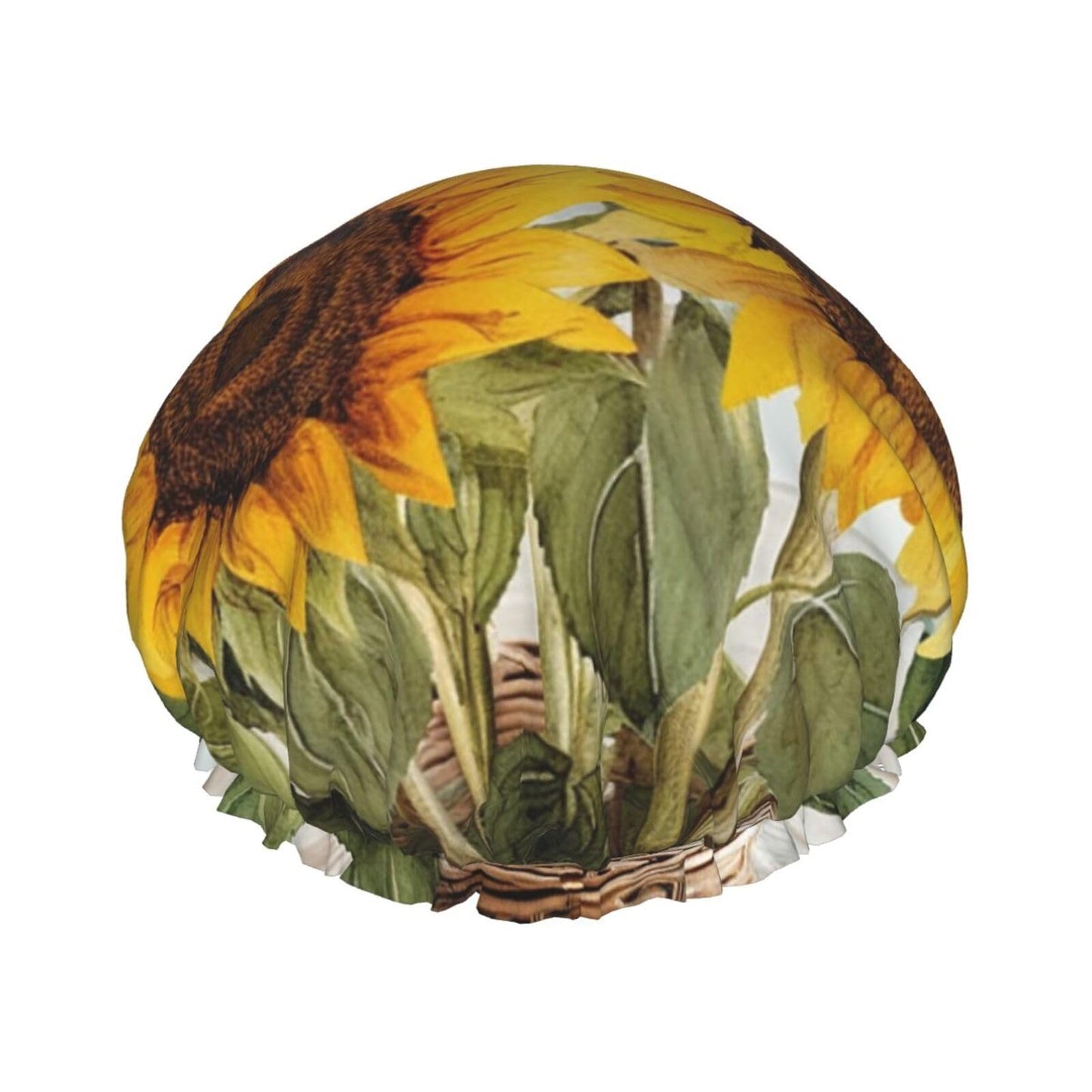 Alluring Sunflowers Summer Shower Cap For Women Reusable Double Layers Bathing Bath Cap Hair Caps Waterproof Elastic Band Ladies Spa Salon Shower Hat Beauty and Personal Care GDSHJKLW
