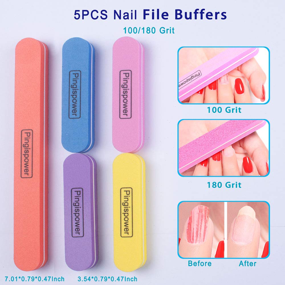 Pingispower Nail Files and Buffers, 20PCS Professional Nail File & Nail Polishing Buffer Block for Natural Nails, 100/180 & 600/3000 Grit Reusable Beauty & Personal Care Pingispower