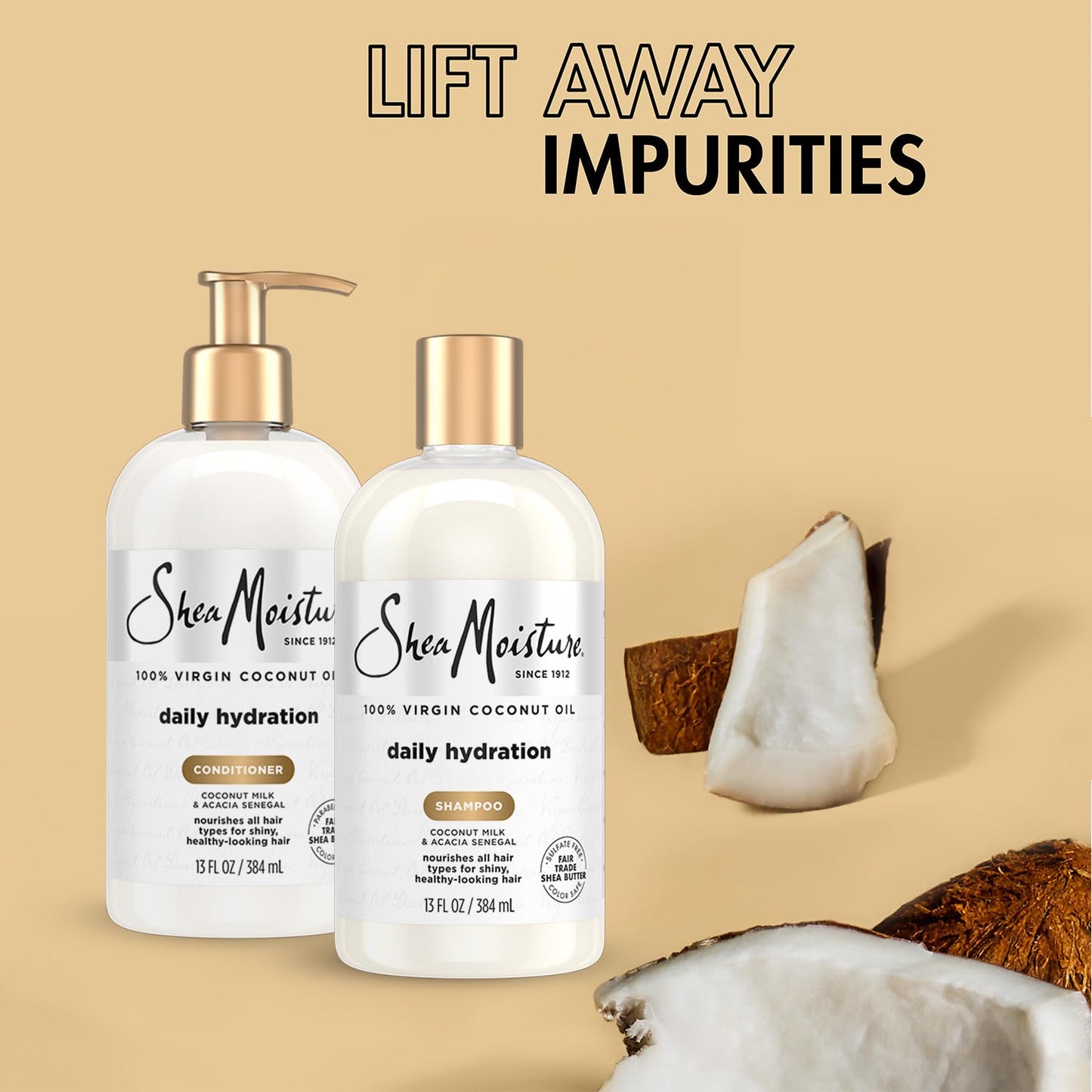 SheaMoisture Shampoo & Conditioner Set, Daily Hydration with Pure Coconut Oil - New Look, Improved Creamy Lather, Cruelty-Free, 13 Oz Ea Beauty & Personal Care Shea Moisture
