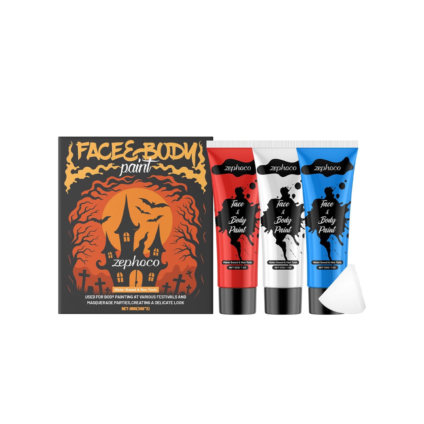 bobojuju Red White Blue Face Body Paint Set, 30g×3 Water-Based High Pigment Makeup, Safe for Sensitive Skin, Perfect for Halloween SFX Cosplay Clown Beauty & Personal Care bobojuju
