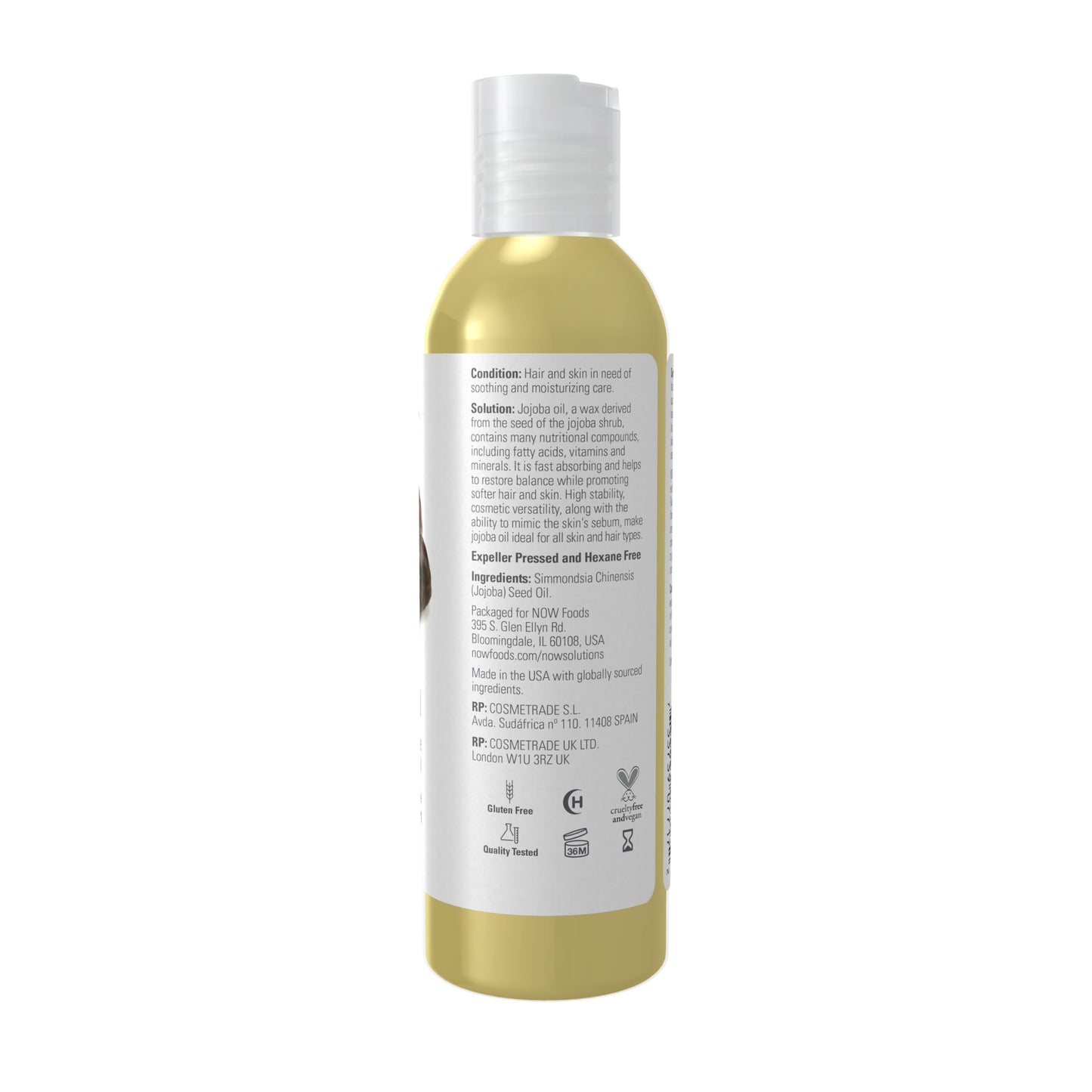 NOW Foods Solutions, Jojoba Oil, 100% Pure Moisturizing, Multi-Purpose Oil for Face, Hair and Body, 4-Ounce Beauty & Personal Care NOW Foods