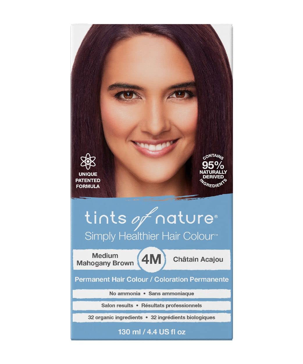 Tints of Nature 4M Medium Mahogany Brown Permanent Hair Dye, Nourishes Hair and Covers Greys, Ammonia-Free, 4.4 fl oz Beauty & Personal Care Tints of Nature