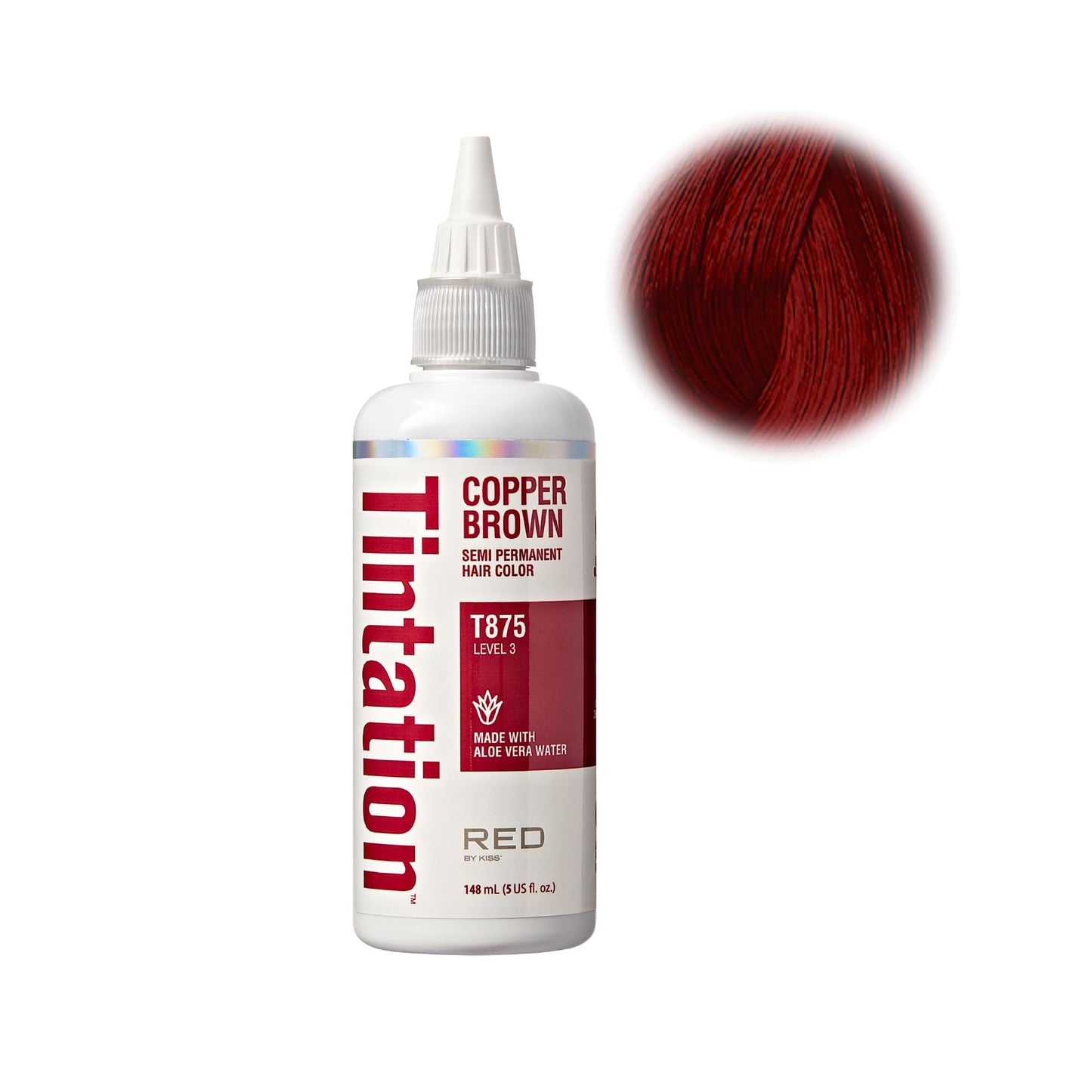 Red by Kiss Tintation Semi-Permanent Hair Color, Aloe Vera Water Based, Argan Oil, Olive Oil, Collagen & Keratin, Long-Lasting Color Dye (Copper Beauty & Personal Care Red by Kiss