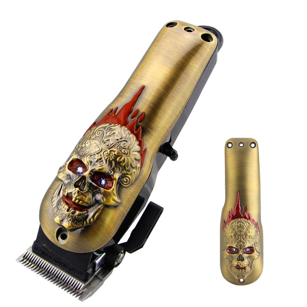 Professional Hair Clipper Front Cover, Electric Hair Cutter Trimmer Sheel Protective Casing for (Skull Gold) Beauty and Personal Care FILFEEL
