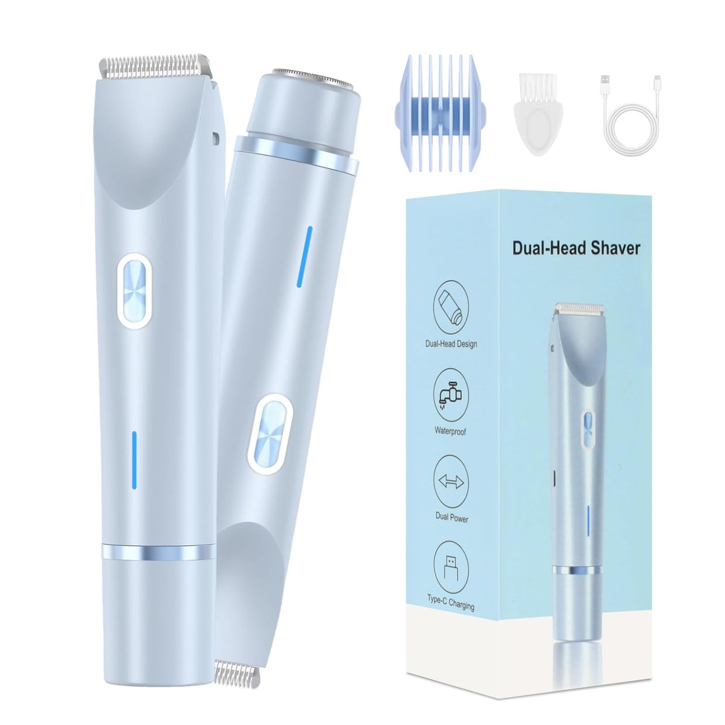 Bikini Trimmer for Women,2 in 1 Dual Head Bikini Shaver & Body Shaver,Cordless & Waterproof Electric Bikini Trimmer for Women, Painless Hair Removal Beauty and Personal Care RtLvio