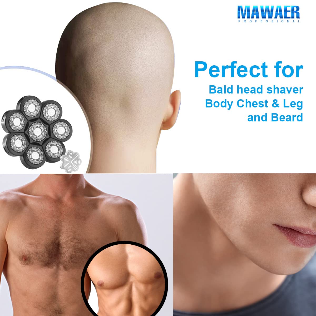 Universal 8 Blades Shaver Replacement Blades Compatible with Most Mainstream Brands Head Shaver Electric Shaver Replacement Head (8 Black) Beauty and Personal Care MAWAER