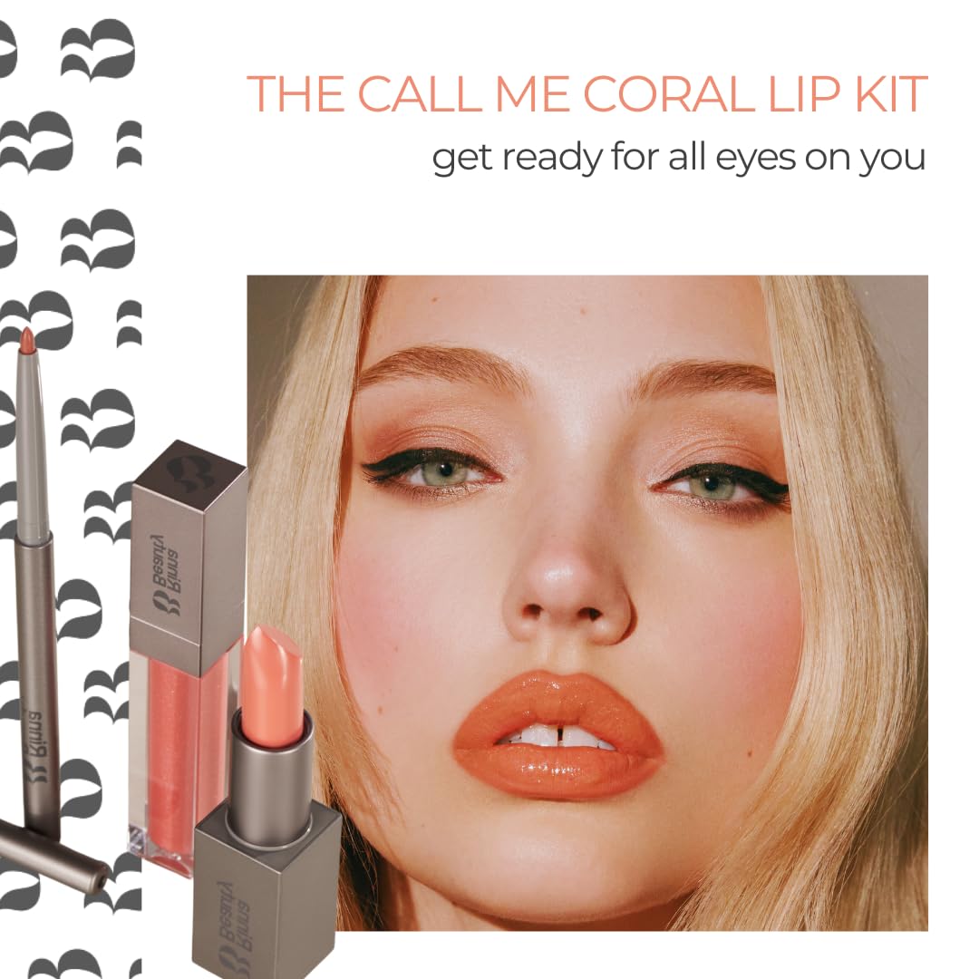 Rinna Beauty Lip Kit - Call Me Coral - All-in-One Lip Kit Includes Lipstick, Lip Gloss, and Lip Liner - Vegan, Long-Lasting, Anti-Aging & Beauty & Personal Care Rinna Beauty