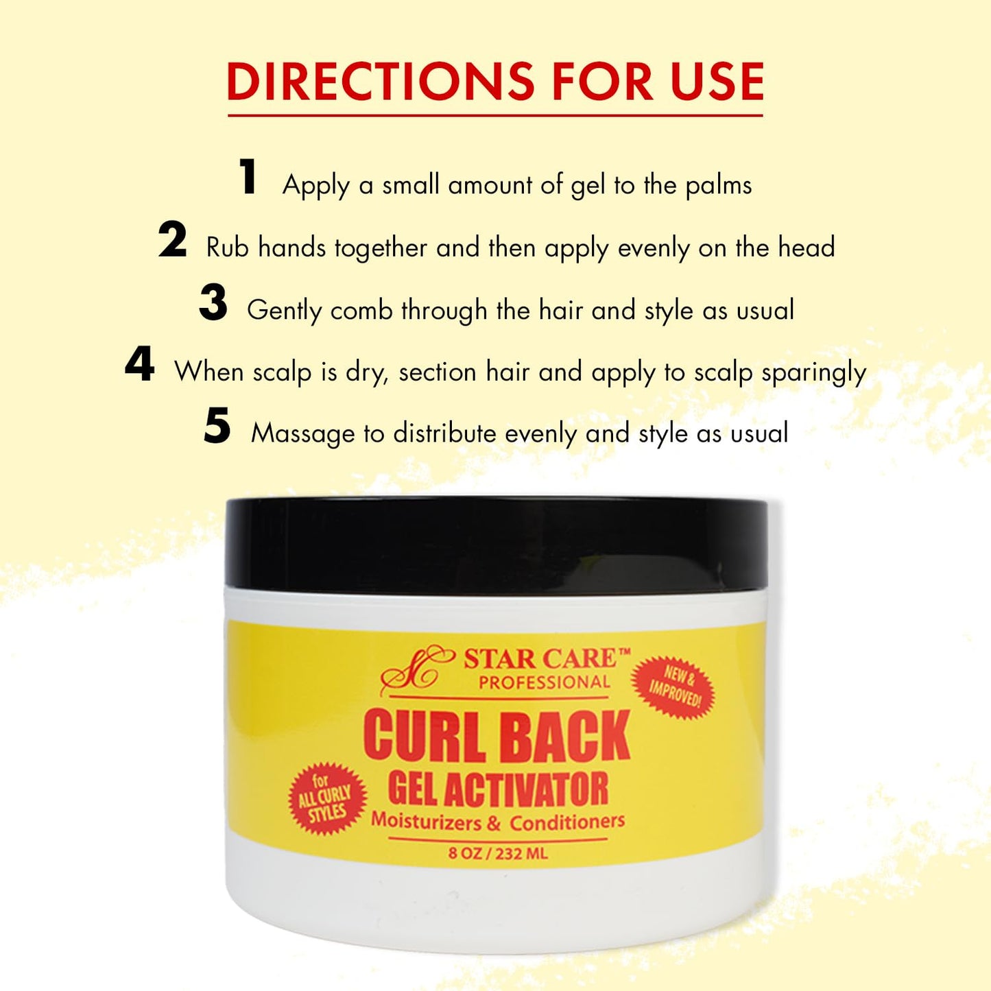 STAR CARE Curl Back Gel Activator 8oz Hydrating Curl Enhancer with Glycerin Softens Moisturizes for Healthy Defined Curls Reduces Breakage & Split Beauty & Personal Care STAR CARE