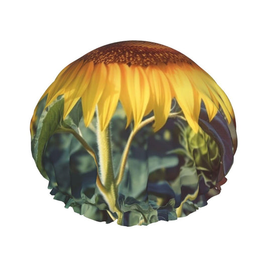 Beautiful sunflower Shower Cap for Women Men Large Reusable Shower Bonnet Double-Layer Waterproof Bath Caps Elastic Band Hair Hat for All Hairstyles Beauty and Personal Care BWLHJKE