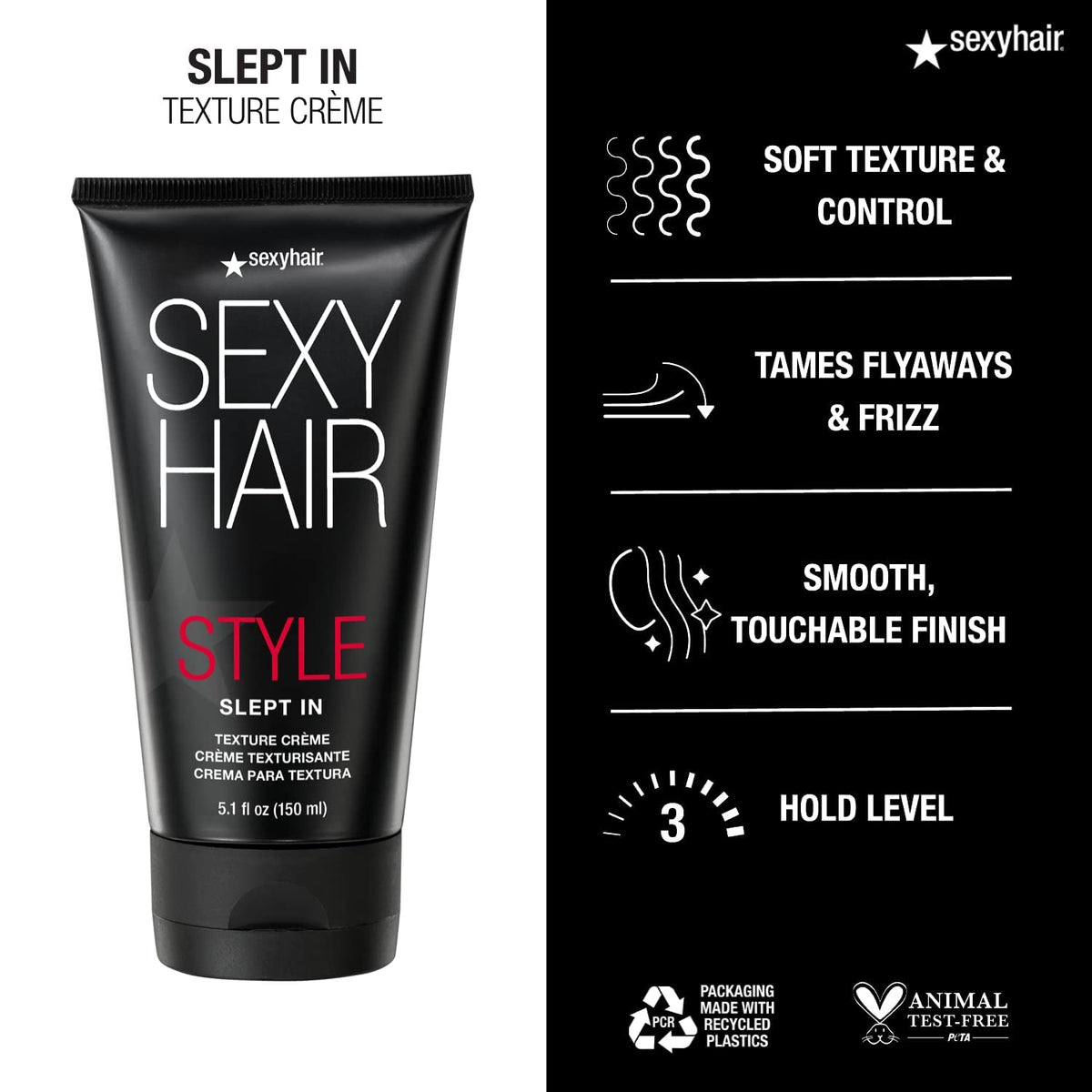 SexyHair Style Slept In Texture Cream, 5.1 Oz | Soft Texture and Control | Lightweight and Adds Shine | Washes Out Easily Beauty & Personal Care SexyHair