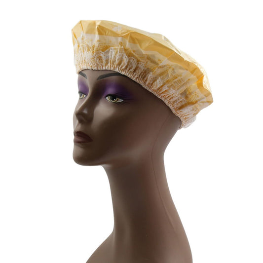 Ruilogod 12pcs Yellow Plastic Waterproof Elastic Band Shower Bathing Face Wash Salon Hair Cap Hat (id: ba2 a48 161 826 af6 Beauty and Personal Care Ruilogod