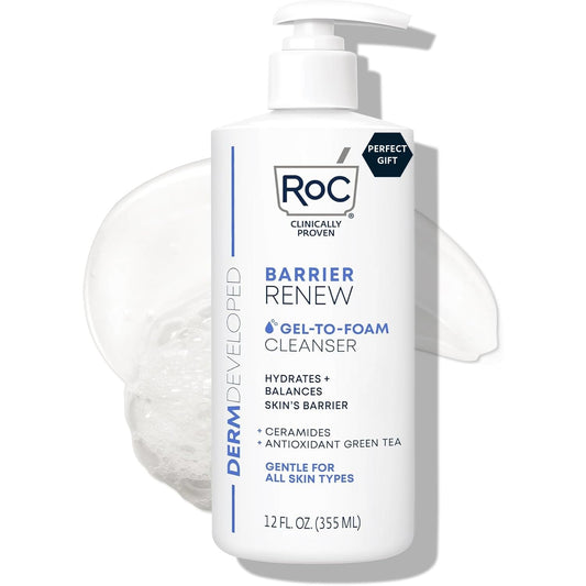 RoC Barrier Renew Gel to Foam Non Drying Foaming Facial Cleanser to Hydrate Skin, facial cleanser for sensitive skin, 12 Ounces Beauty & Personal Care RoC
