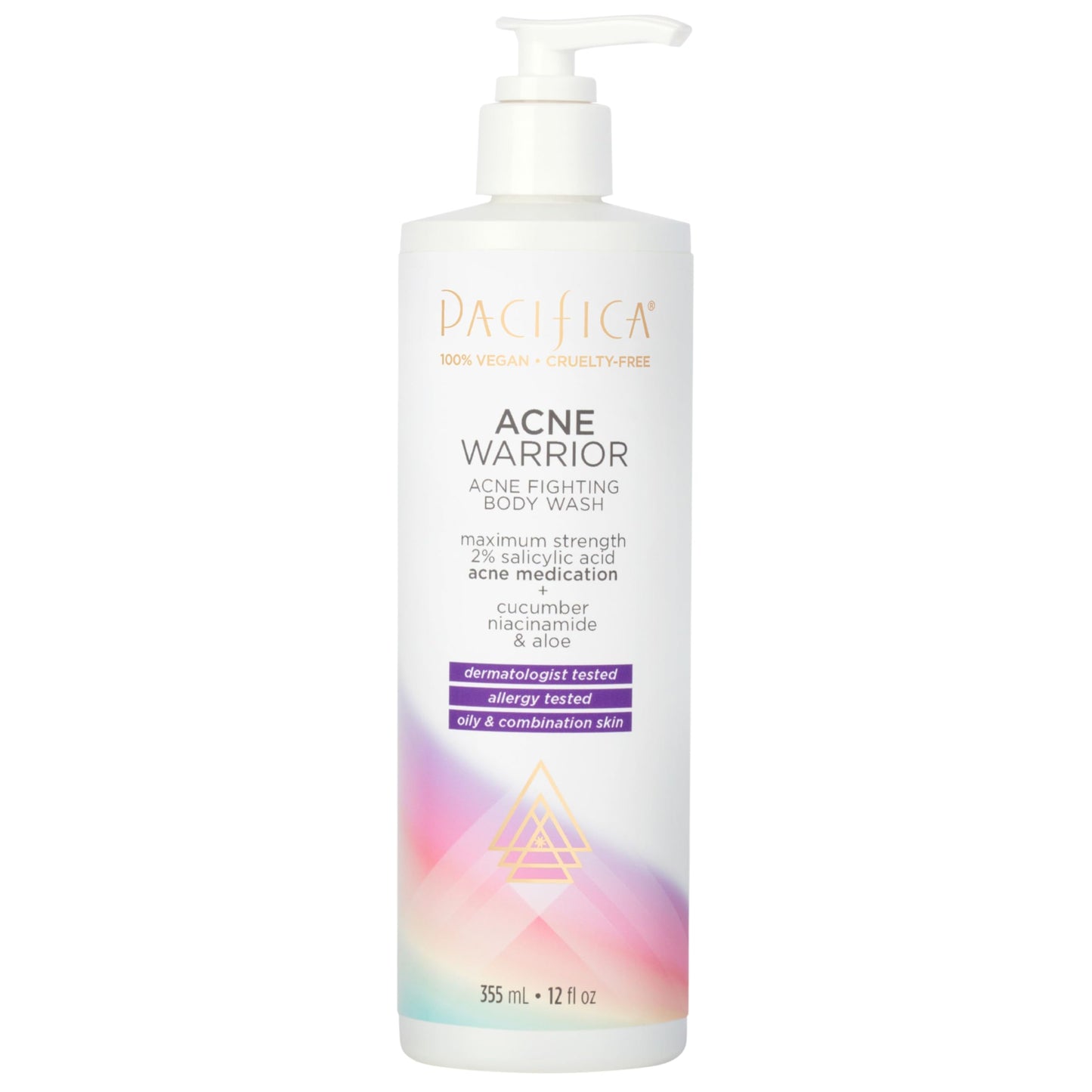 Pacifica Beauty Acne Warrior Acne Fighting Body Wash with Pump, Bath and Shower Gel, 2% Salicylic Acid, Cucumber, Niacinamide, Aloe, Acne Treatment Beauty & Personal Care Pacifica