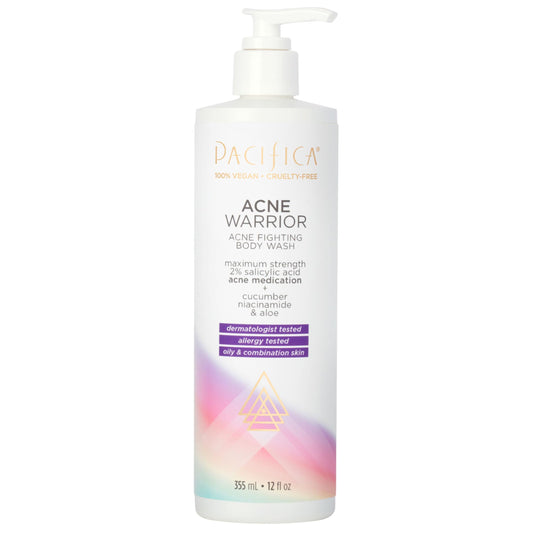 Pacifica Beauty Acne Warrior Acne Fighting Body Wash with Pump, Bath and Shower Gel, 2% Salicylic Acid, Cucumber, Niacinamide, Aloe, Acne Treatment Beauty & Personal Care Pacifica