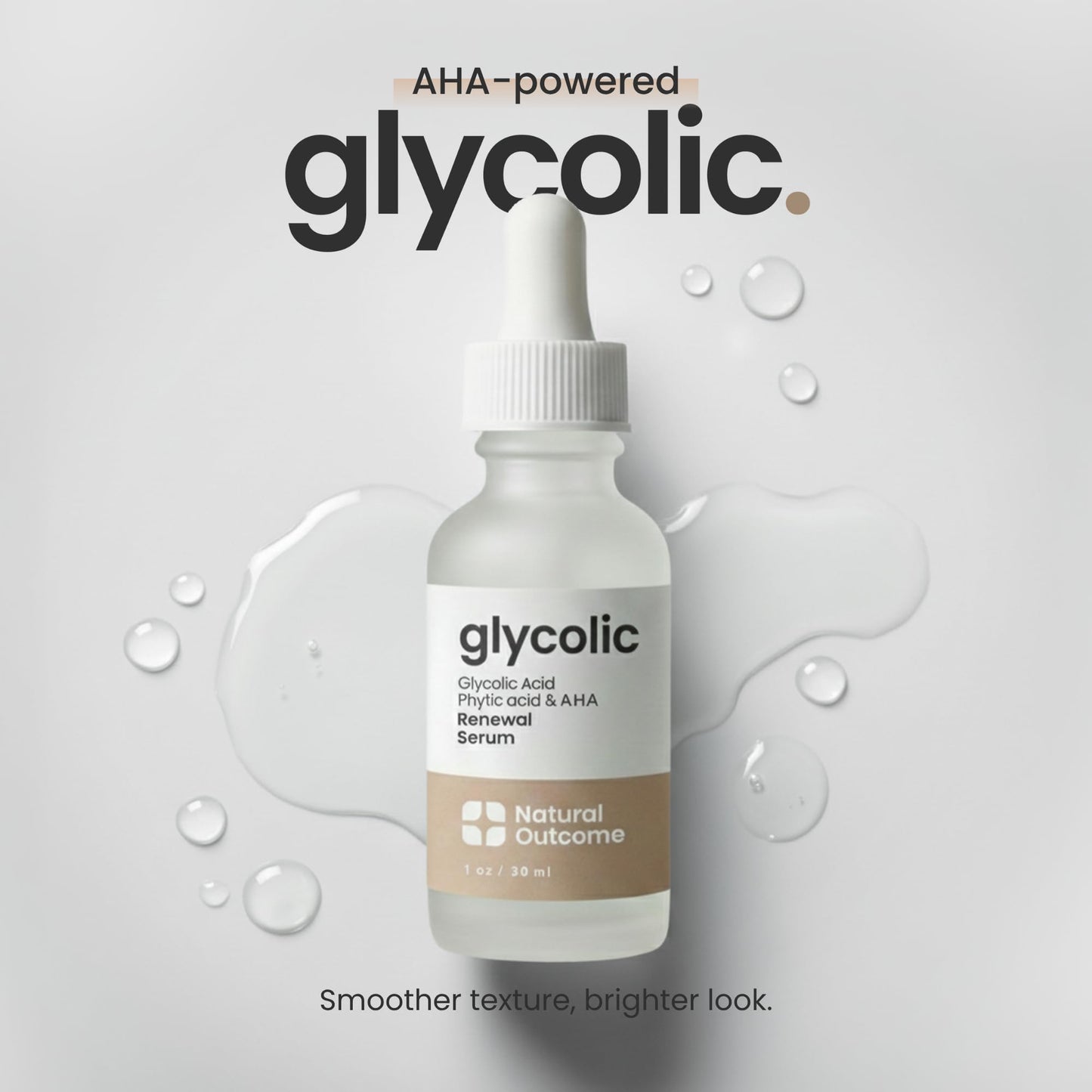 Natural Outcome Glycolic Acid/AHA 12% Renewal Serum | Anti-Aging Exfoliating Facial Serum | Increases Cell Turnover Leaving Behind Smoother Skin | Beauty & Personal Care natural outcome