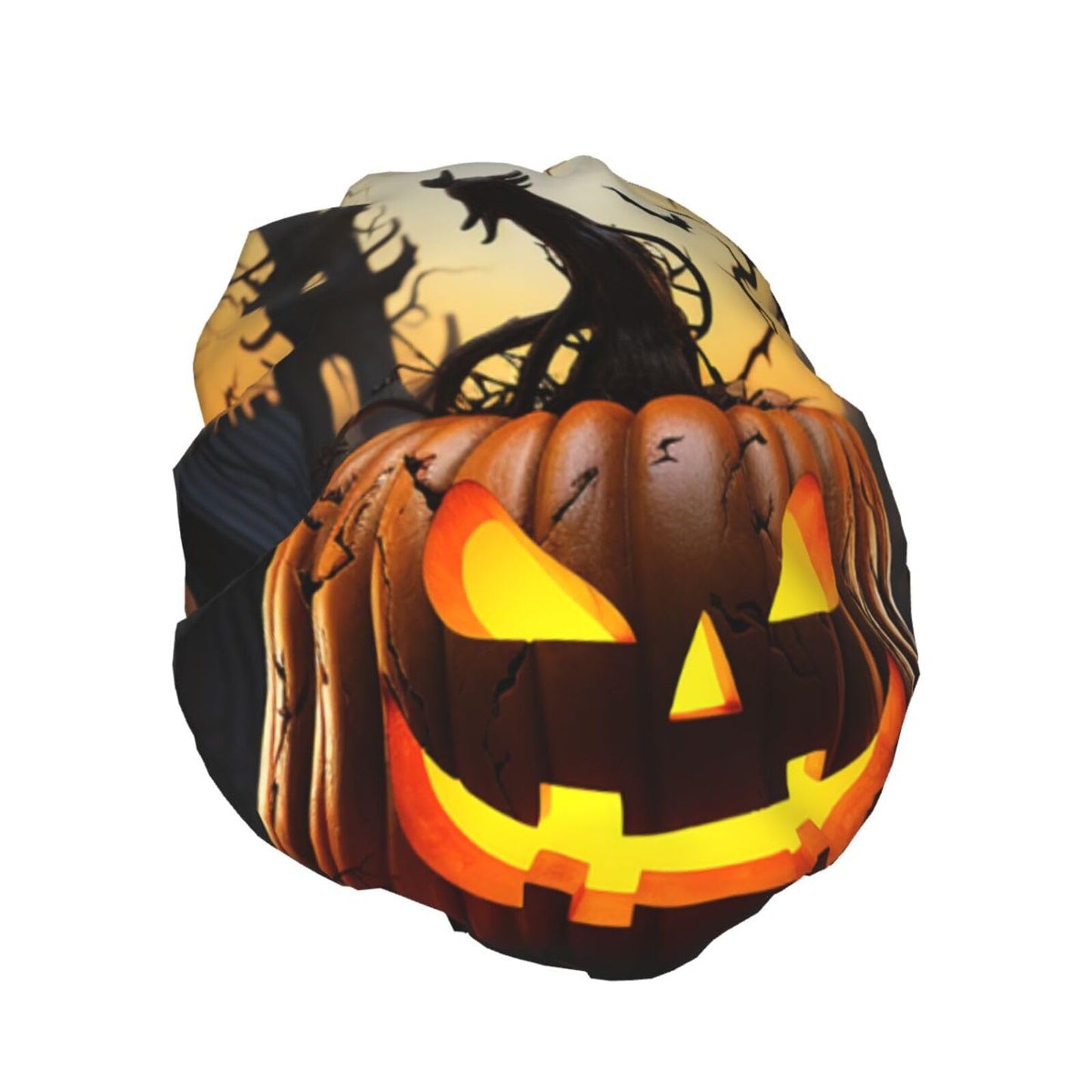 Halloween Pumpkin Shower Cap For Women Reusable Double Layers Bathing Bath Cap Hair Caps Waterproof Elastic Band Ladies Spa Salon Shower Hat Hair Caps Beauty and Personal Care GDSHJKLW