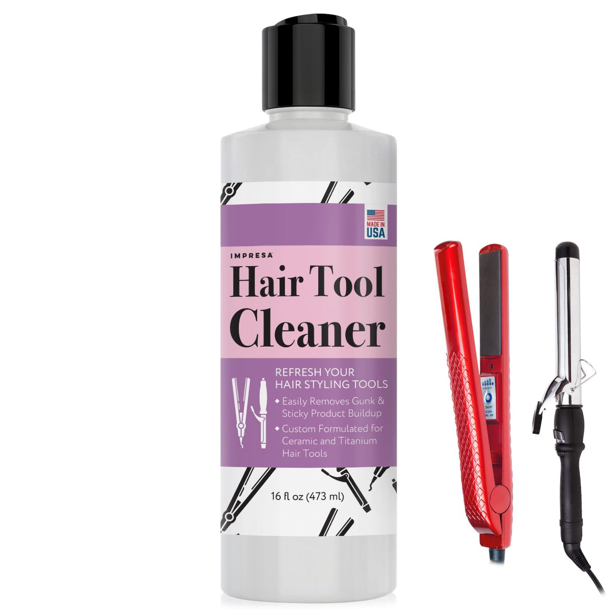 16oz. Iron Cleaner Solution - Keep Styling Tools Working Effectively with Hot Iron Cleaner - Made in USA for Curling & Flat Irons - Cosmetology