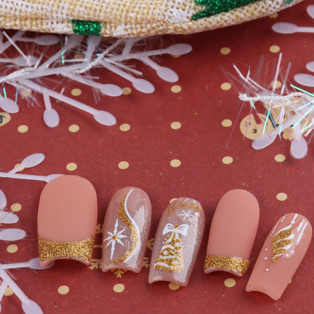 Christmas Nail Art Stickers, Snowflake Nail Decals 3D Self-Adhesive Gold Silver White Snowflake Elk Bell Xmas Tree Winter Nail Design DIY Christmas Beauty & Personal Care Qdsuh