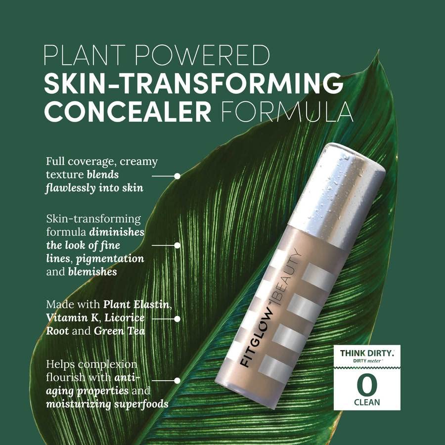 Fitglow Beauty Conceal+ | Vegan Full Coverage Concealer Skincare with Vitamin K + Green Tea | Corrects Dark Circles, Blemishes & Redness | Beauty & Personal Care FITGLOW