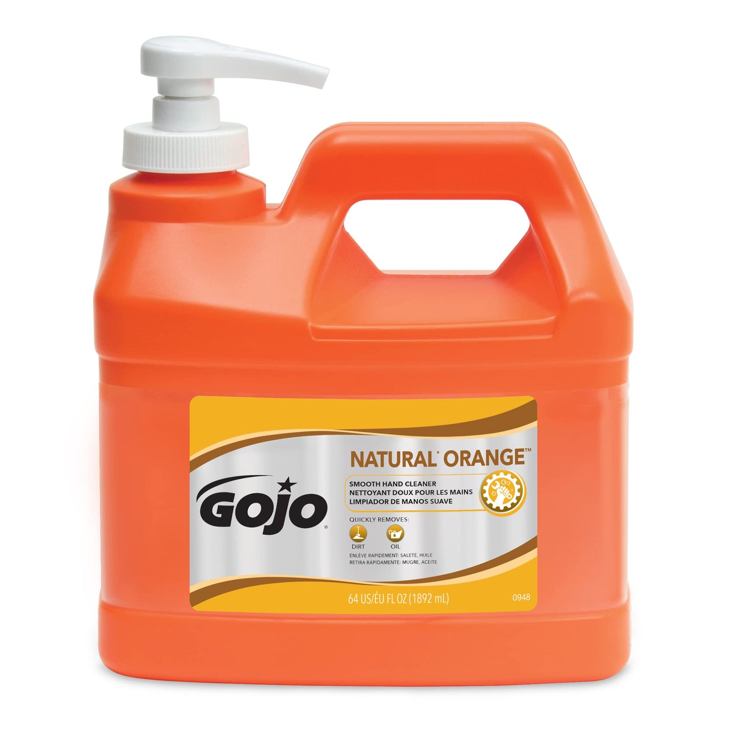 GOJO 1/2 Gallon Bottle White Natural* Orange Citrus Scented Heavy Duty Hand Cleaner Beauty & Personal Care GOJO
