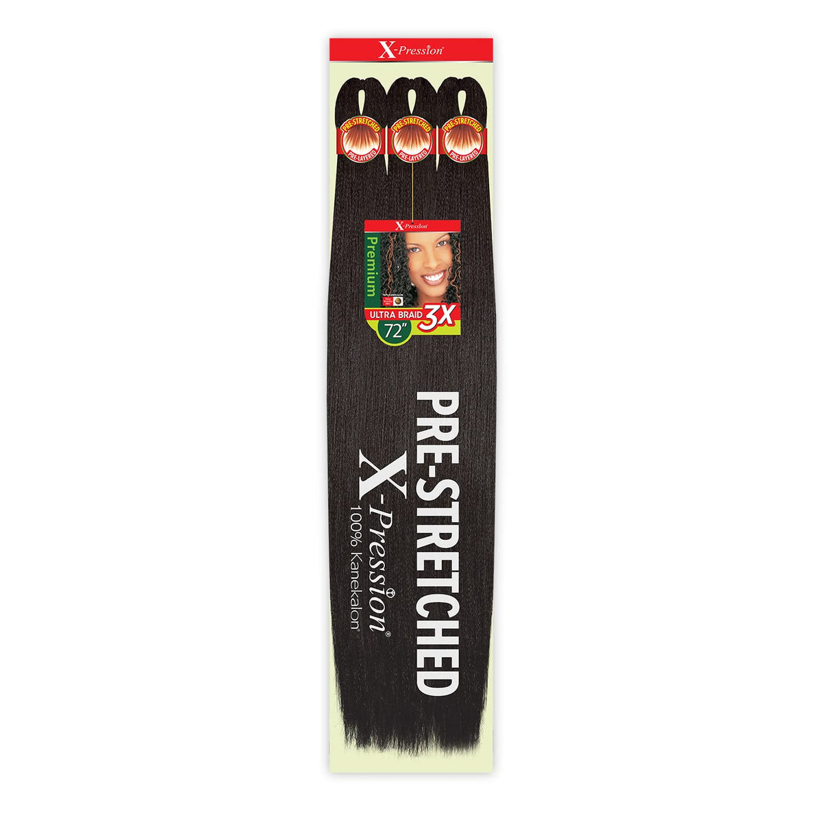 Outre Braids X-Pression Kanekalon 3X Pre Stretched Ultra Braid 72" (1-pack, 2T1B/613)