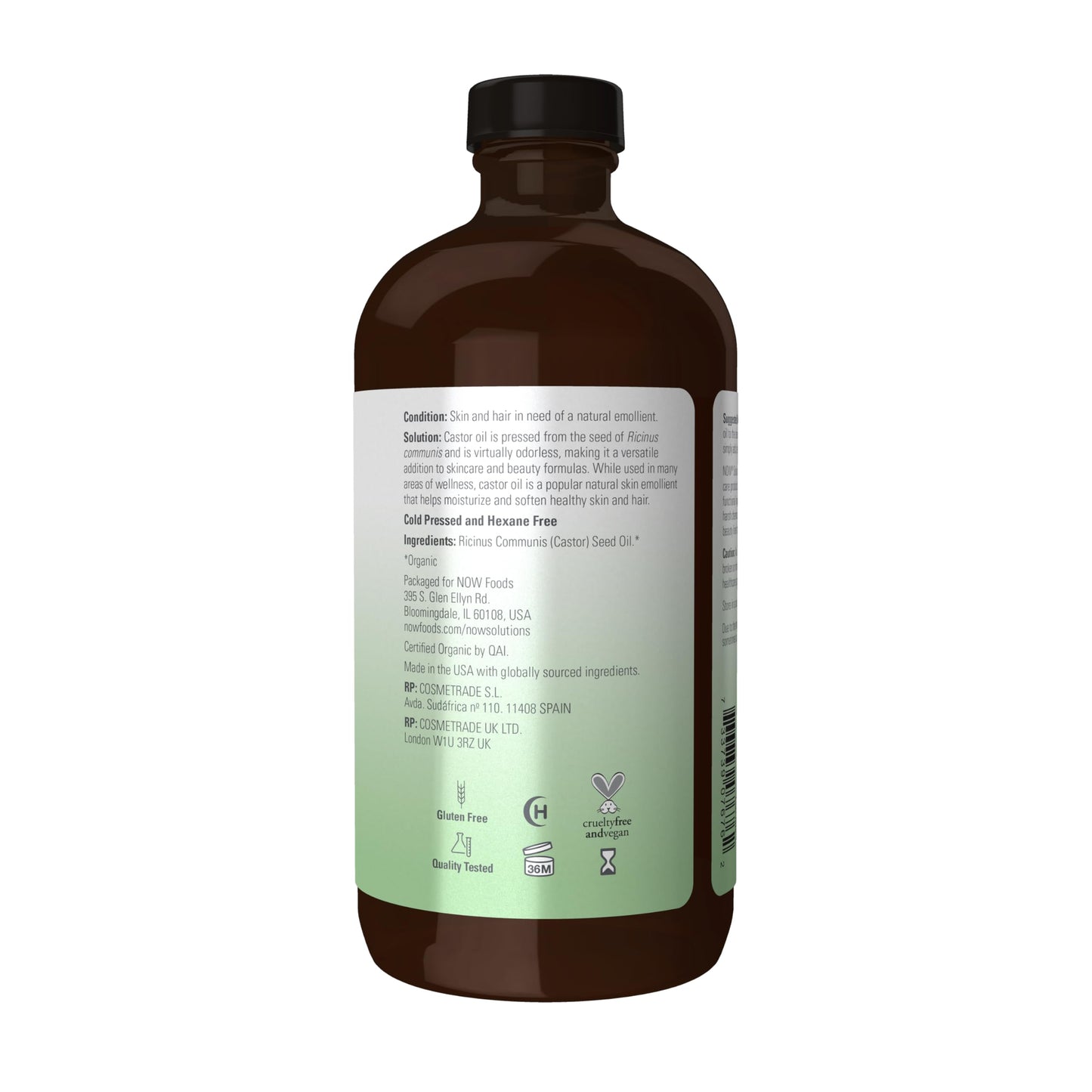 NOW Solutions, Organic Castor Oil, 100% Pure Versatile Skin Care, Multi-Purpose Skin Softener, 16-Ounce Beauty & Personal Care NOW Foods