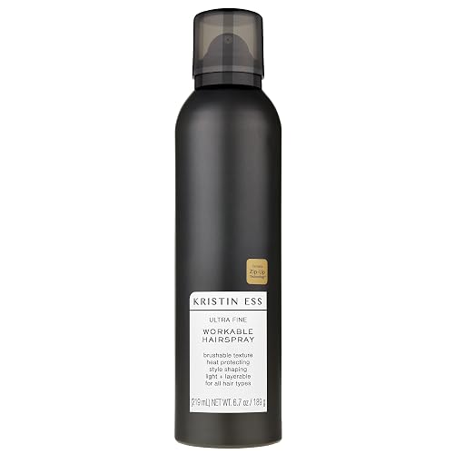 Kristin Ess Ultra Fine Professional Hairspray + Heat Protectant for Hair - Lightweight Hold for Women - Volumizing Anti Frizz Hair Styling Beauty & Personal Care Kristin Ess
