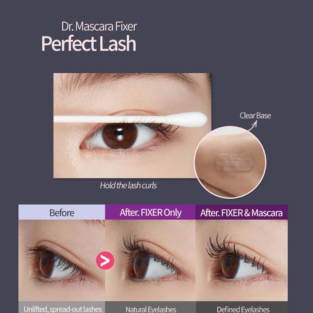 ETUDE Dr. Mascara Fixer For Perfect Lash, clear mascara primer, Korean Mascara Fixer All-Day Curl Hold, Volumizing, Smudge-Proof, Korean Makeup Beauty and Personal Care ETUDE