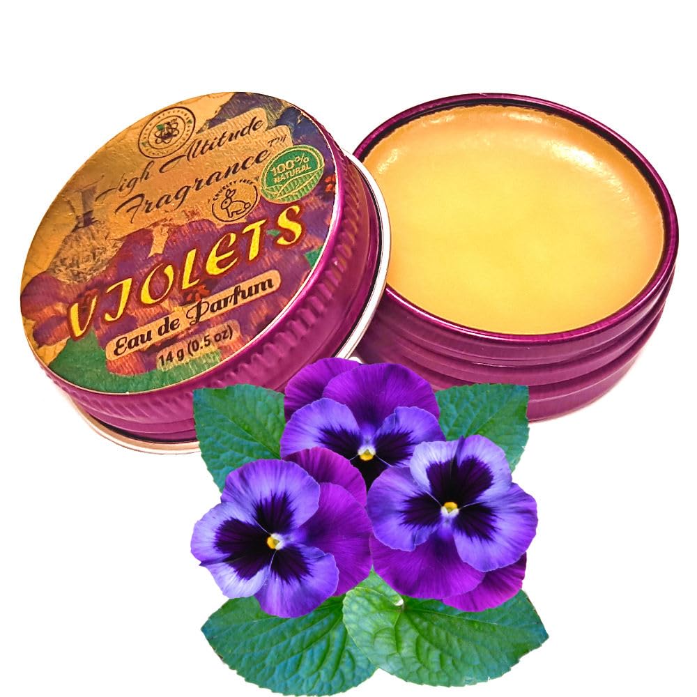 VIOLETS Perfume - Eau de Parfum - Solid Balm - Natural Essential Oils Aromatherapy Fragrance (Viola Odorata, Orris, Lavender, Heliotrope, Hyacinth Beauty & Personal Care HIGH ALTITUDE ORGANICS
