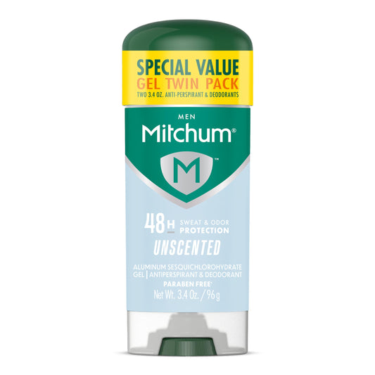 Mitchum Men’s Triple Odor Protection Antiperspirant & Deodorant Gel, Unscented, 48HR Protection, 2 pack Beauty and Personal Care Mitchum