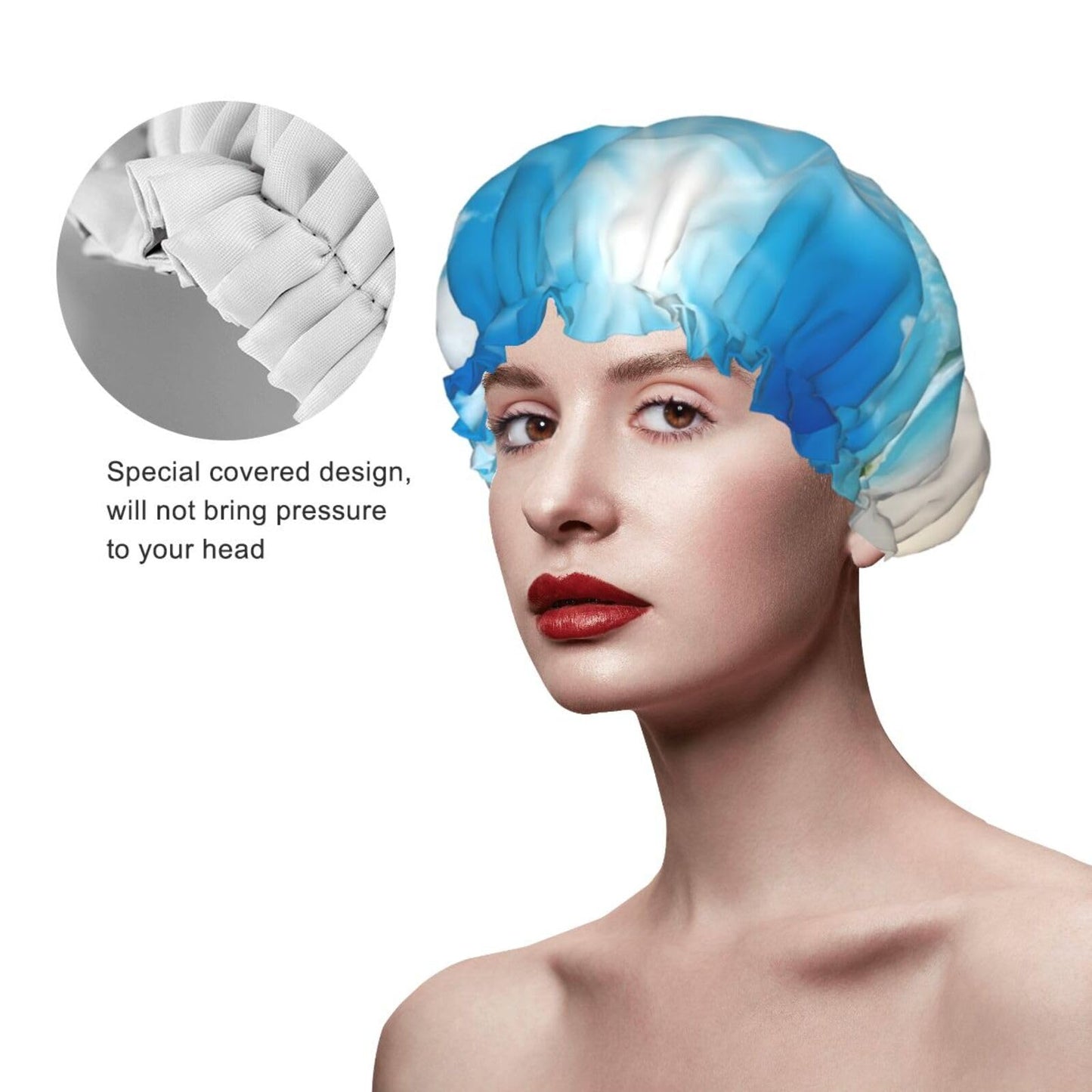 Bright Sunshine Summer Beach Shower Cap for Women Men Large Reusable Shower Bonnet Double-Layer Waterproof Bath Caps Elastic Band Hair Hat for All Beauty and Personal Care BWLHJKE