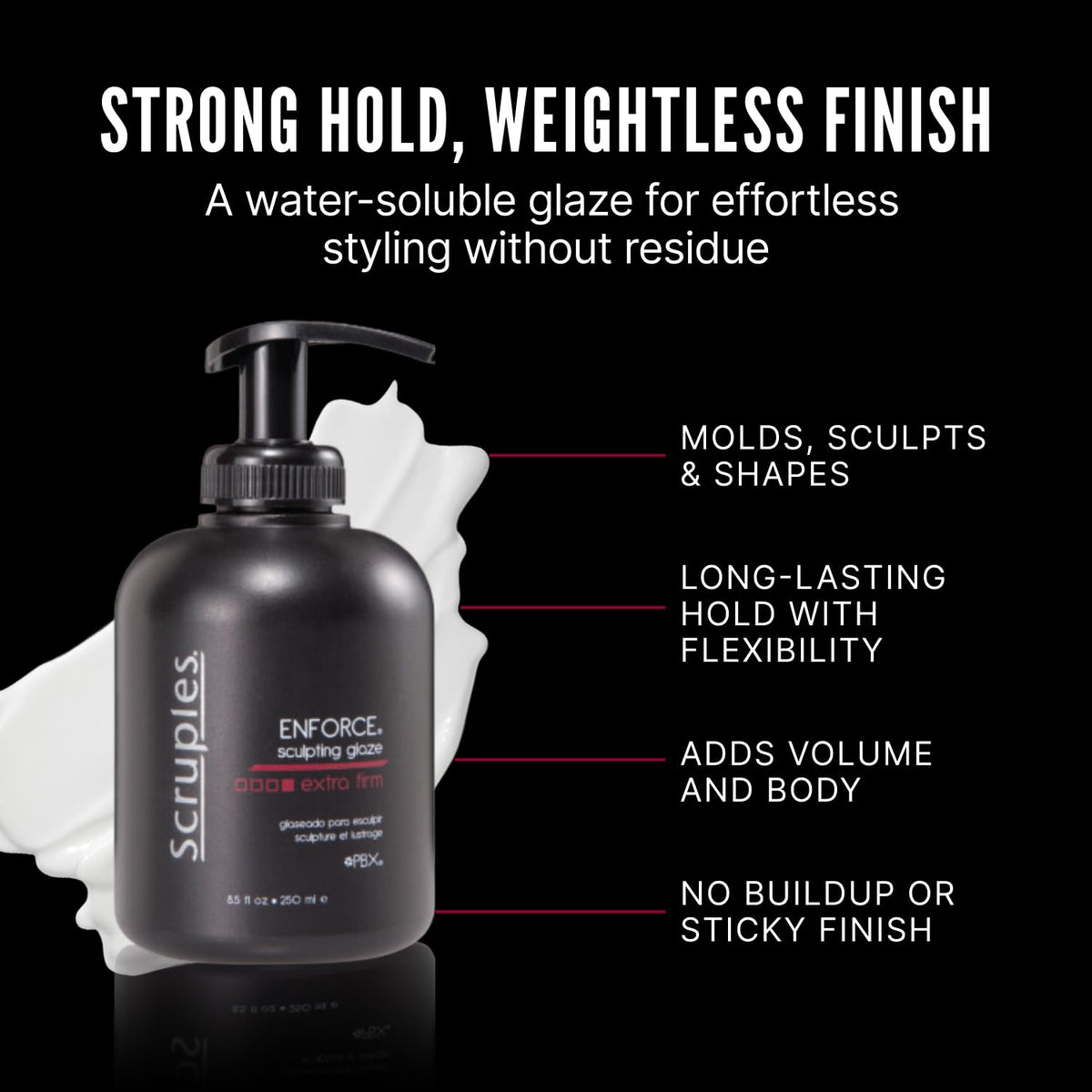 Scruples Enforce Sculpting Glaze - Strong Hold Hair Gel to Create Body & Lift - Weightless Hair Glaze Without Build Up - Water Soluble Formula for All Beauty & Personal Care Scruples