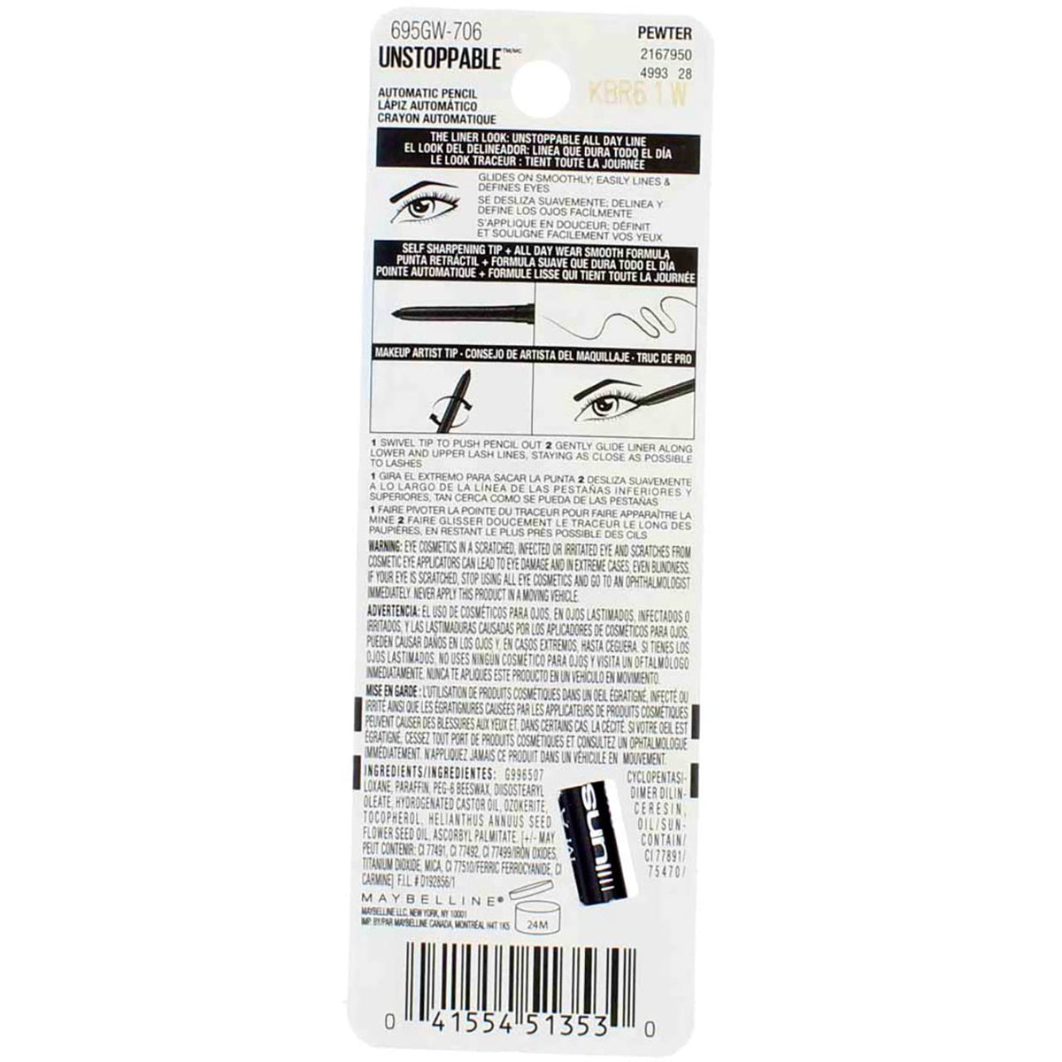 Myb Unstop Eyeliner #30 Size 1 Ct Beauty & Personal Care MAYBELLINE