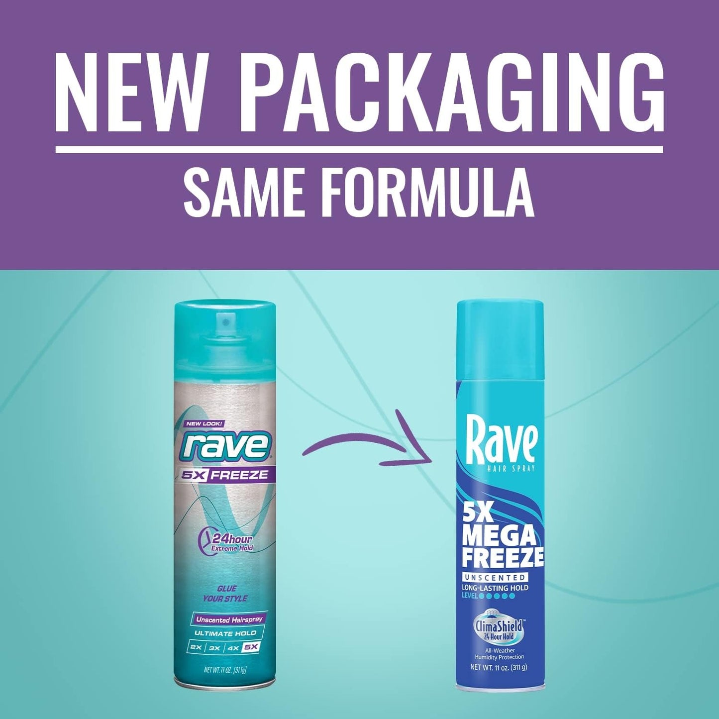 Rave 5X Mega Freeze Unscented Aerosol Hairspray by Rave - Heat Protection, Long Lasting Firm Hold - Minimizes Frizz and Static - 2 pc Beauty & Personal Care rave